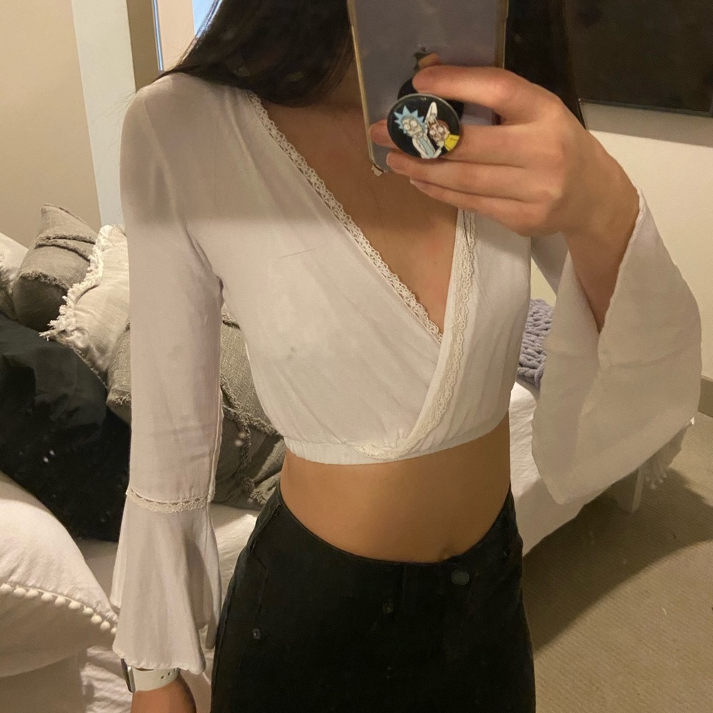 White LF crop top